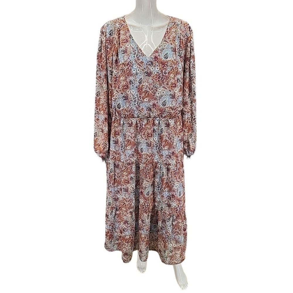 Belle by Kim Gravel Boho Printed V-Neck Dress Petite Plus 3XP A617211